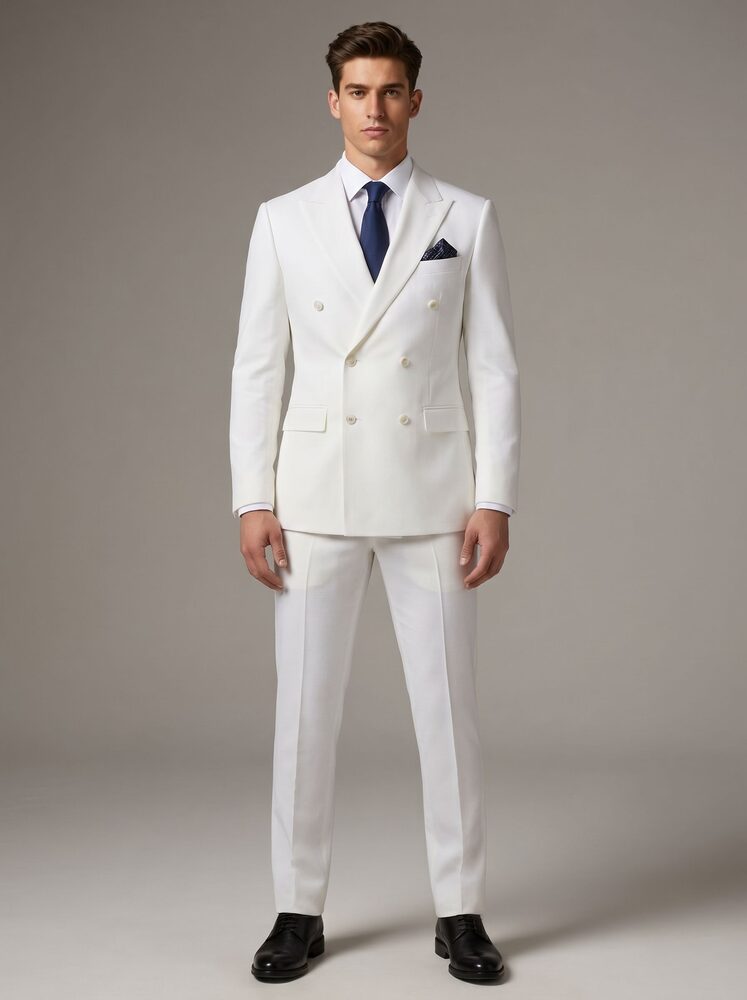 AI virtual suit try-on result - a men's suit rendered realistically on a person